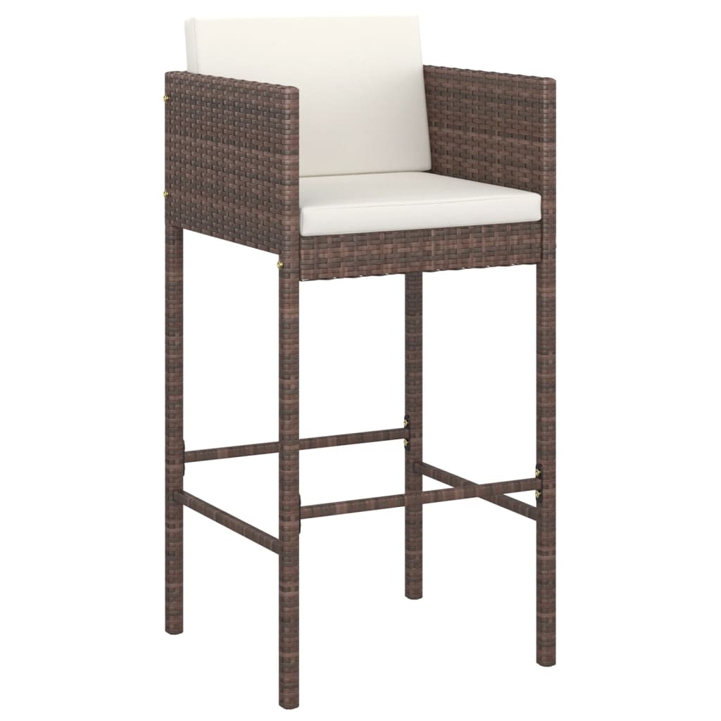 3 Piece Garden Bar Set With Cushions Poly Rattan