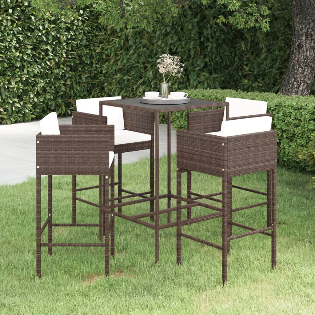 3 Piece Garden Bar Set With Cushions Poly Rattan