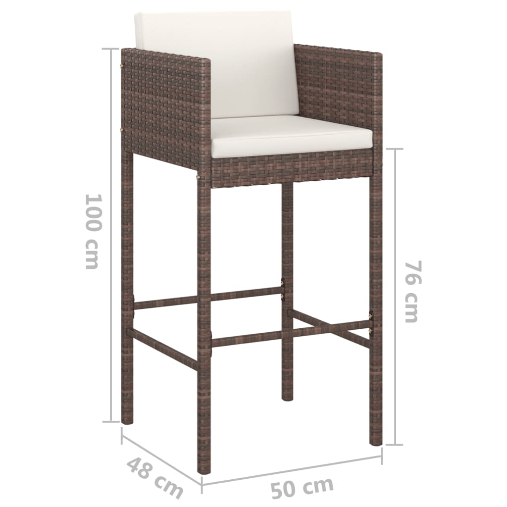 3 Piece Garden Bar Set With Cushions Poly Rattan