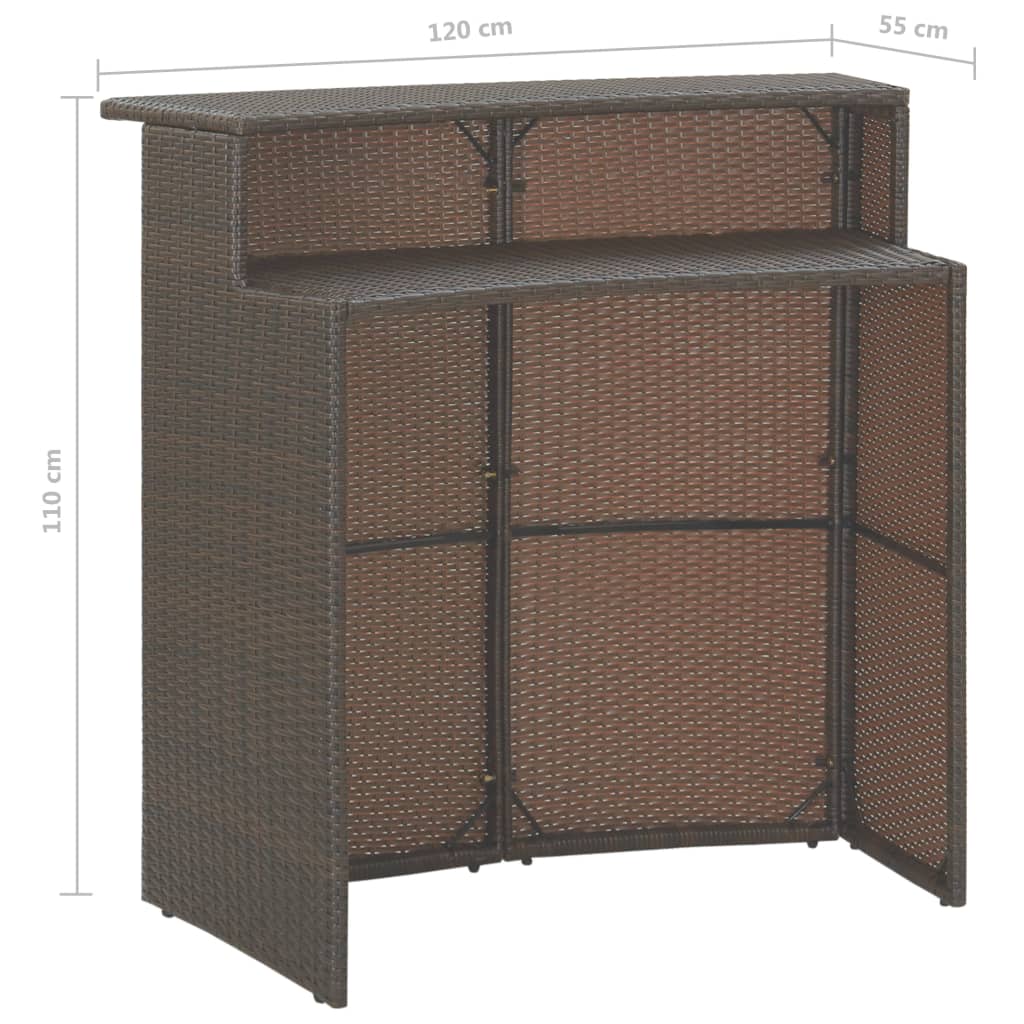 3 Piece Garden Bar Set With Cushions Poly Rattan