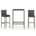 3 Piece Garden Bar Set With Cushions Poly Rattan