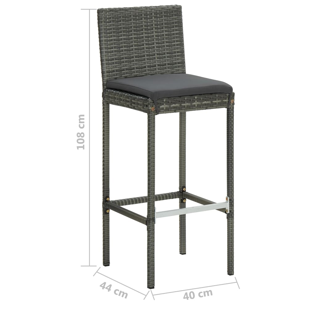 3 Piece Garden Bar Set With Cushions Poly Rattan