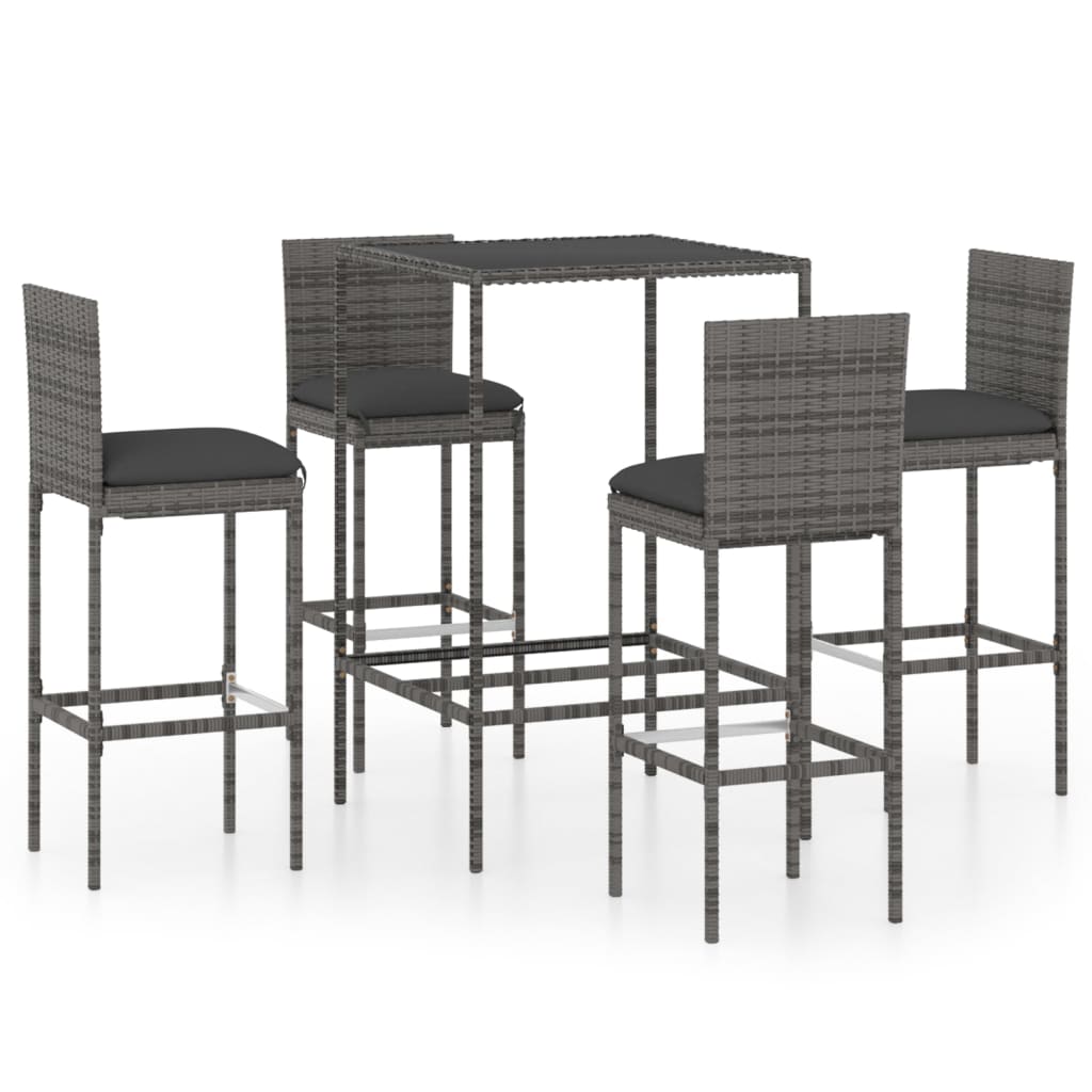 3 Piece Garden Bar Set With Cushions Poly Rattan