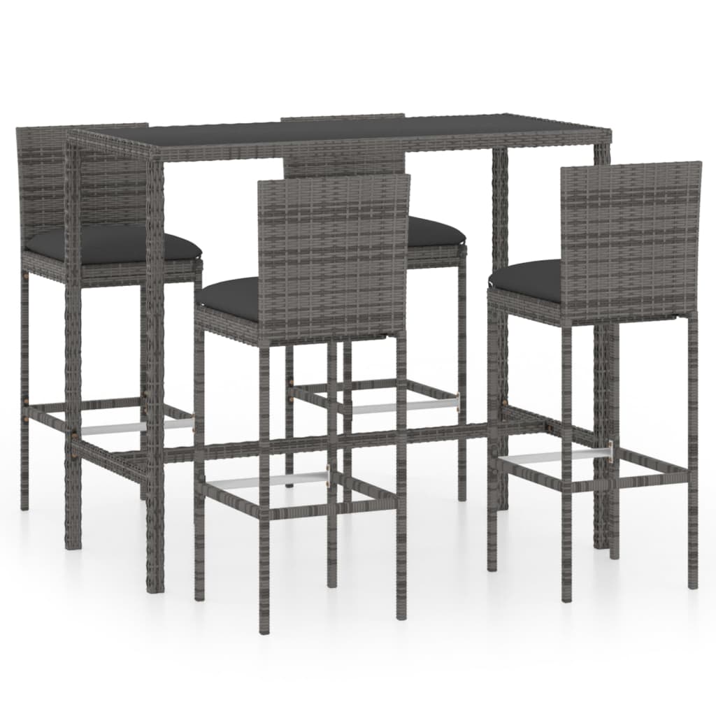 3 Piece Garden Bar Set With Cushions Poly Rattan