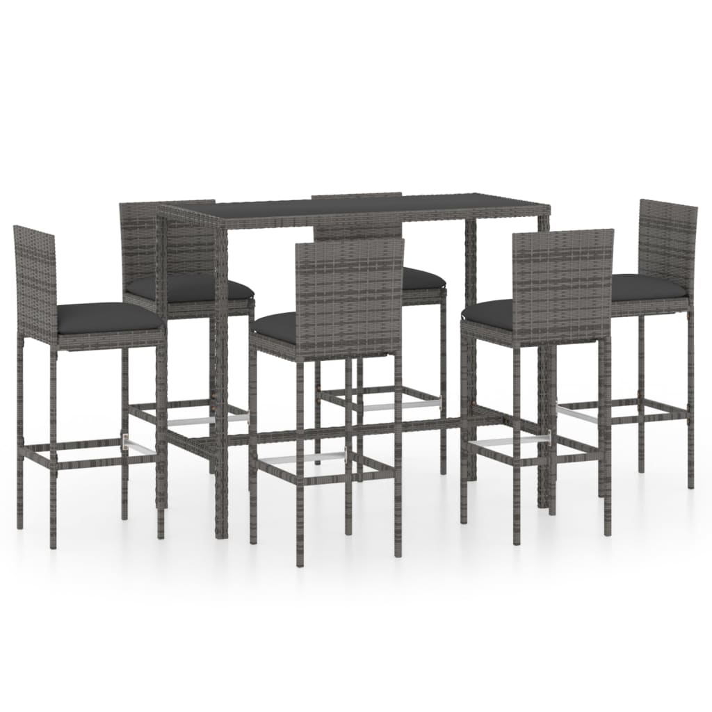 3 Piece Garden Bar Set With Cushions Poly Rattan