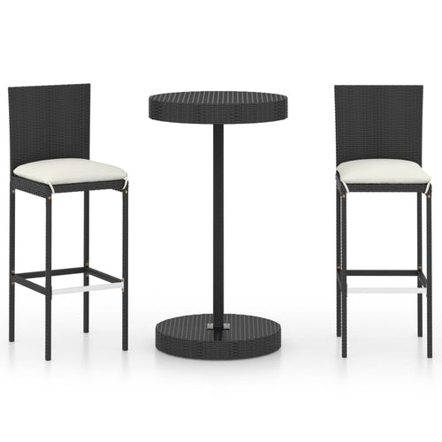 3 Piece Garden Bar Set With Cushions Poly Rattan