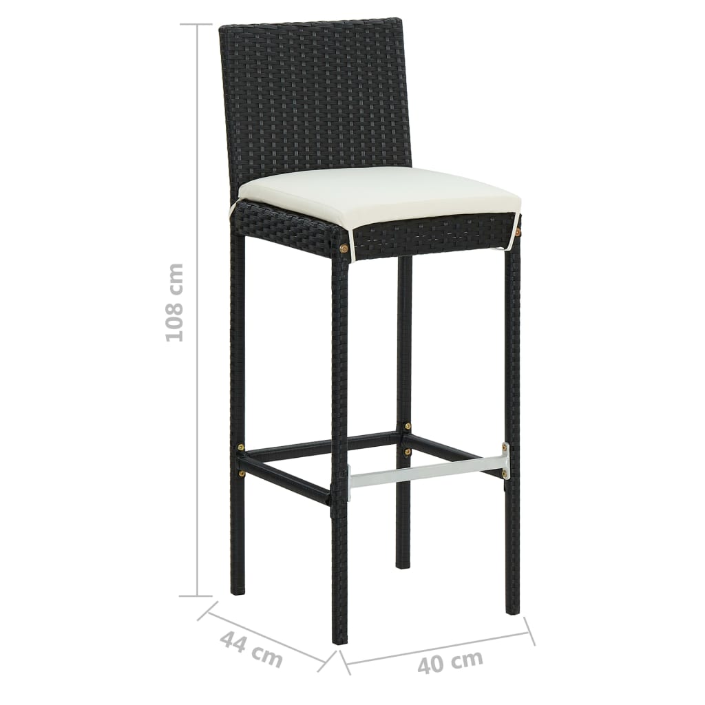 3 Piece Garden Bar Set With Cushions Poly Rattan
