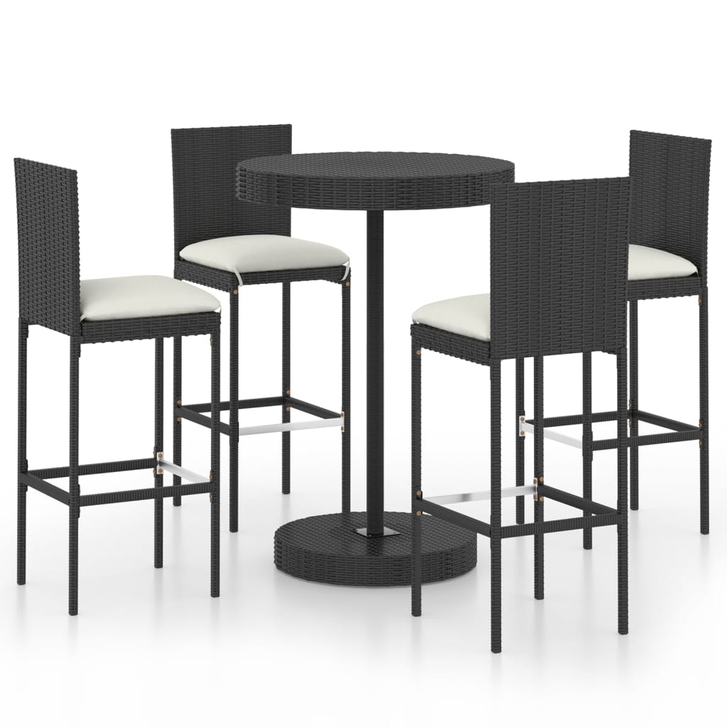 3 Piece Garden Bar Set With Cushions Poly Rattan
