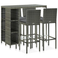 5 Piece Garden Bar Set With Cushions Poly Rattan