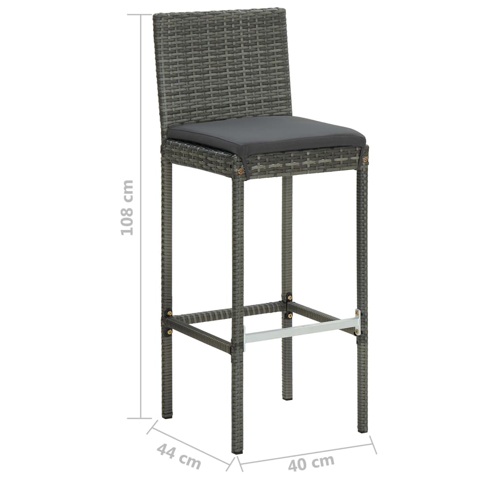 5 Piece Garden Bar Set With Cushions Poly Rattan