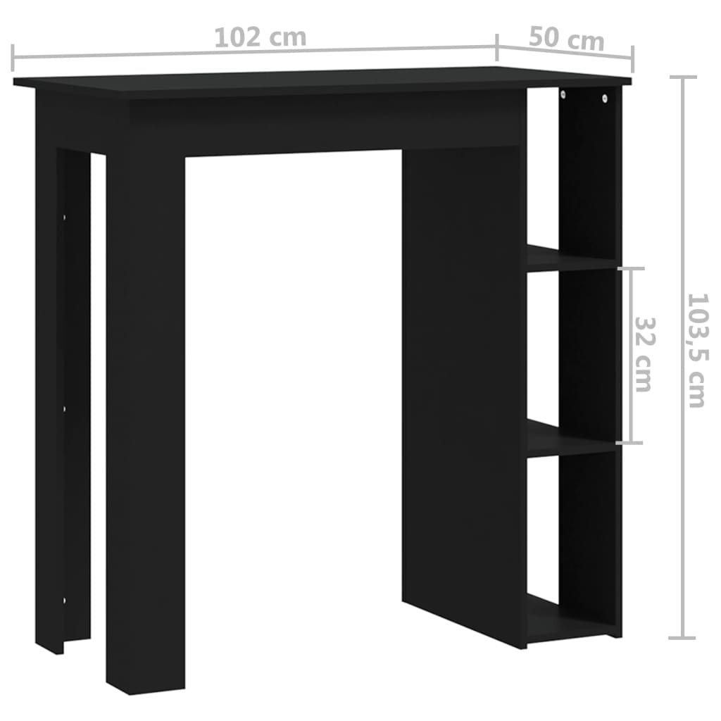 Bar Table With Shelf 102X50X103.5 Cm Engineered Wood