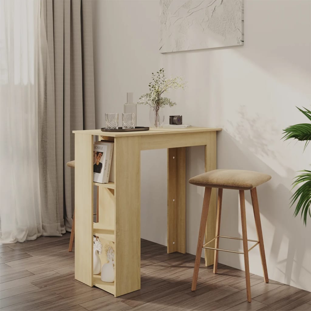 Bar Table With Shelf 102X50X103.5 Cm Engineered Wood