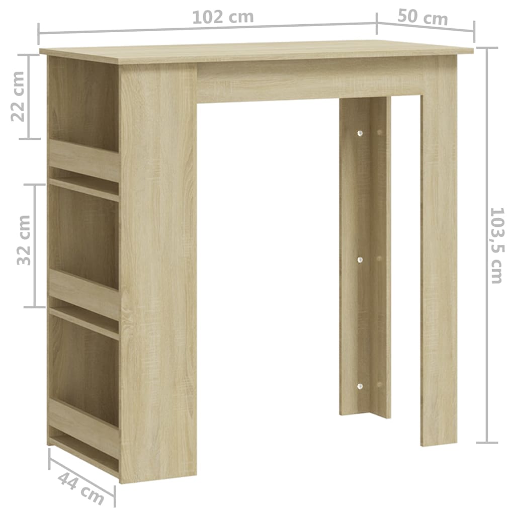 Bar Table With Storage Rack 102X50X103.5Cm Engineered Wood