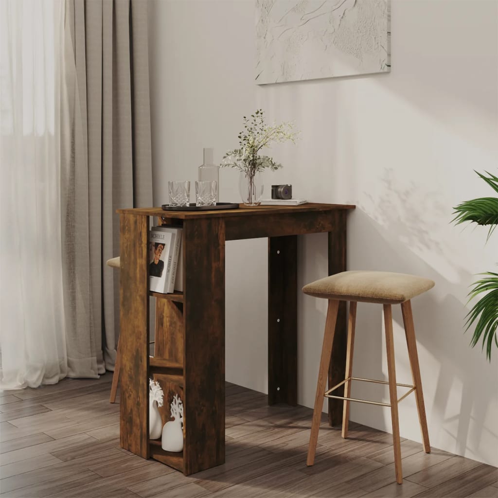 Bar Table With Shelf 102X50X103.5 Cm Engineered Wood