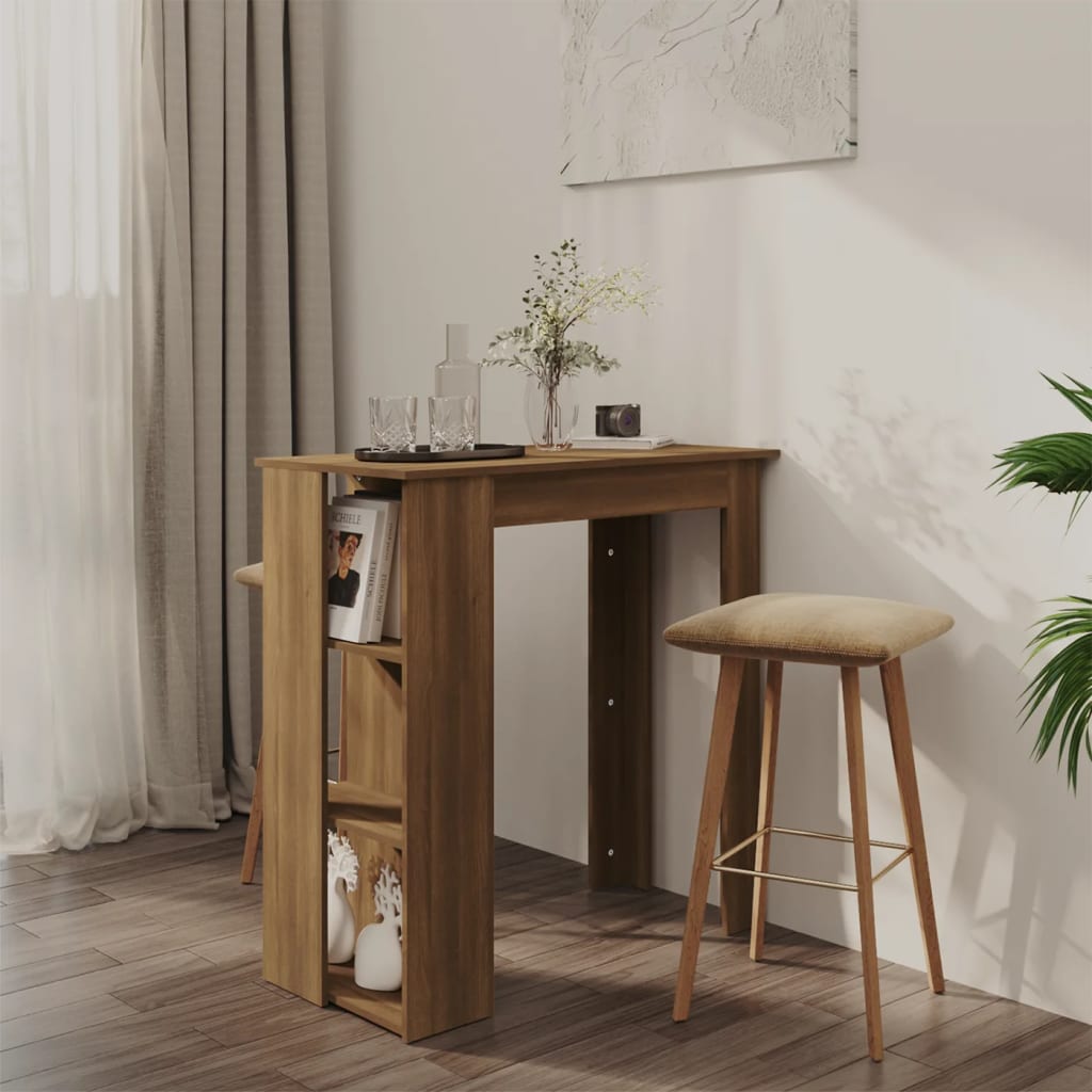 Bar Table With Shelf 102X50X103.5 Cm Engineered Wood