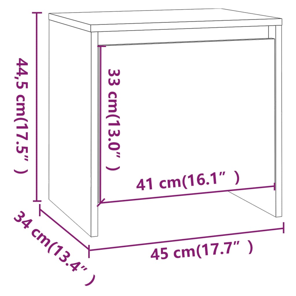 Bedside Cabinet 45X34X44.5 Cm Engineered Wood