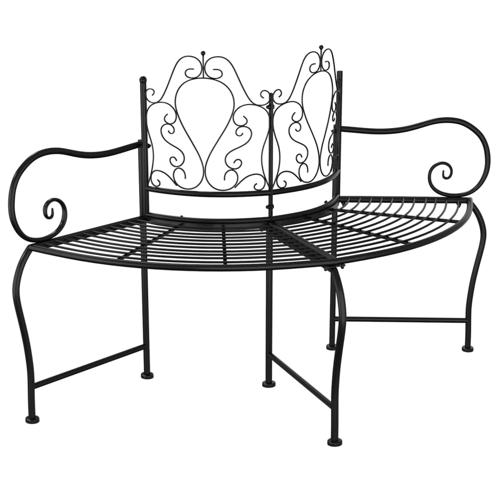 Tree Bench 150 Cm Black Steel