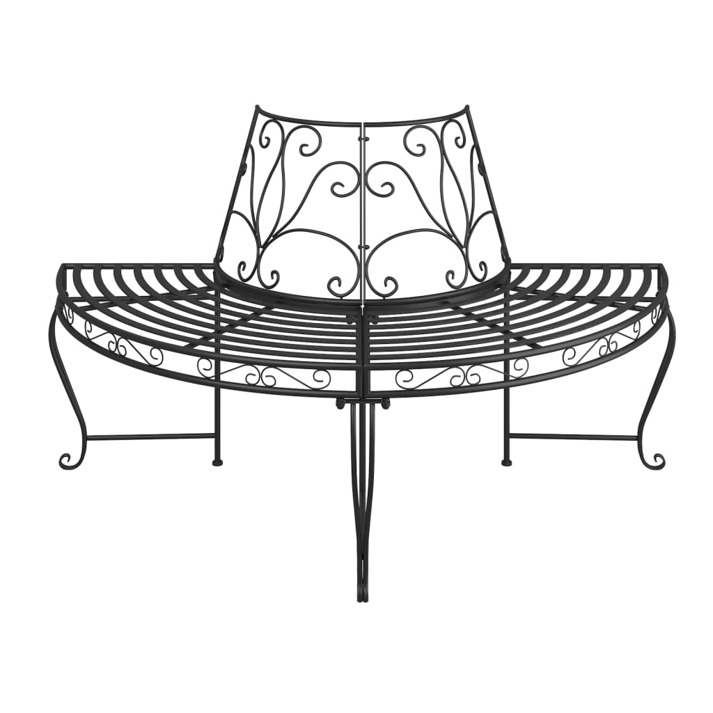 Half Round Tree Bench Ø160 Cm Black Steel