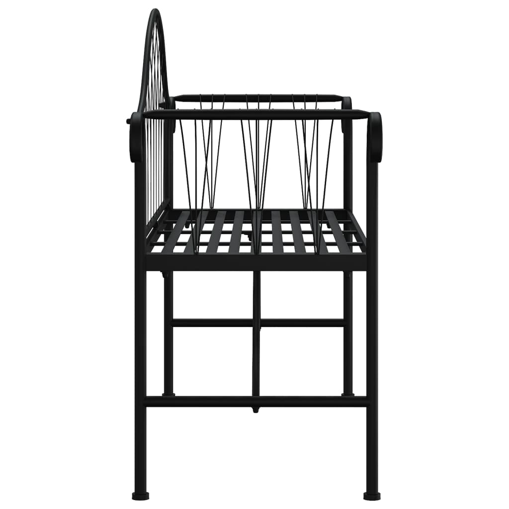 2-Seater Garden Bench 128 Cm Black Steel