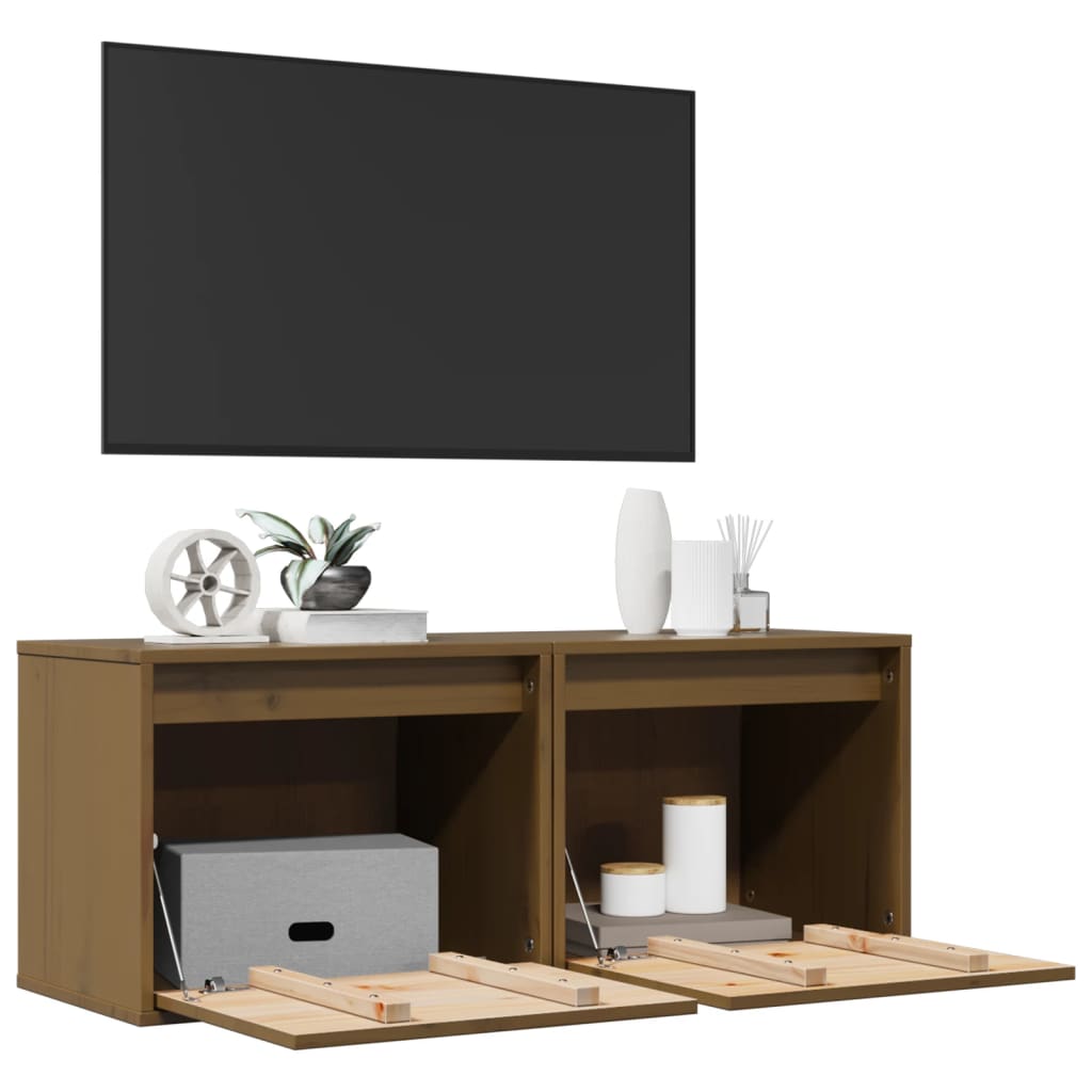 Wall Cabinets 2 Pcs 45X30X35 Cm Solid Pinewood