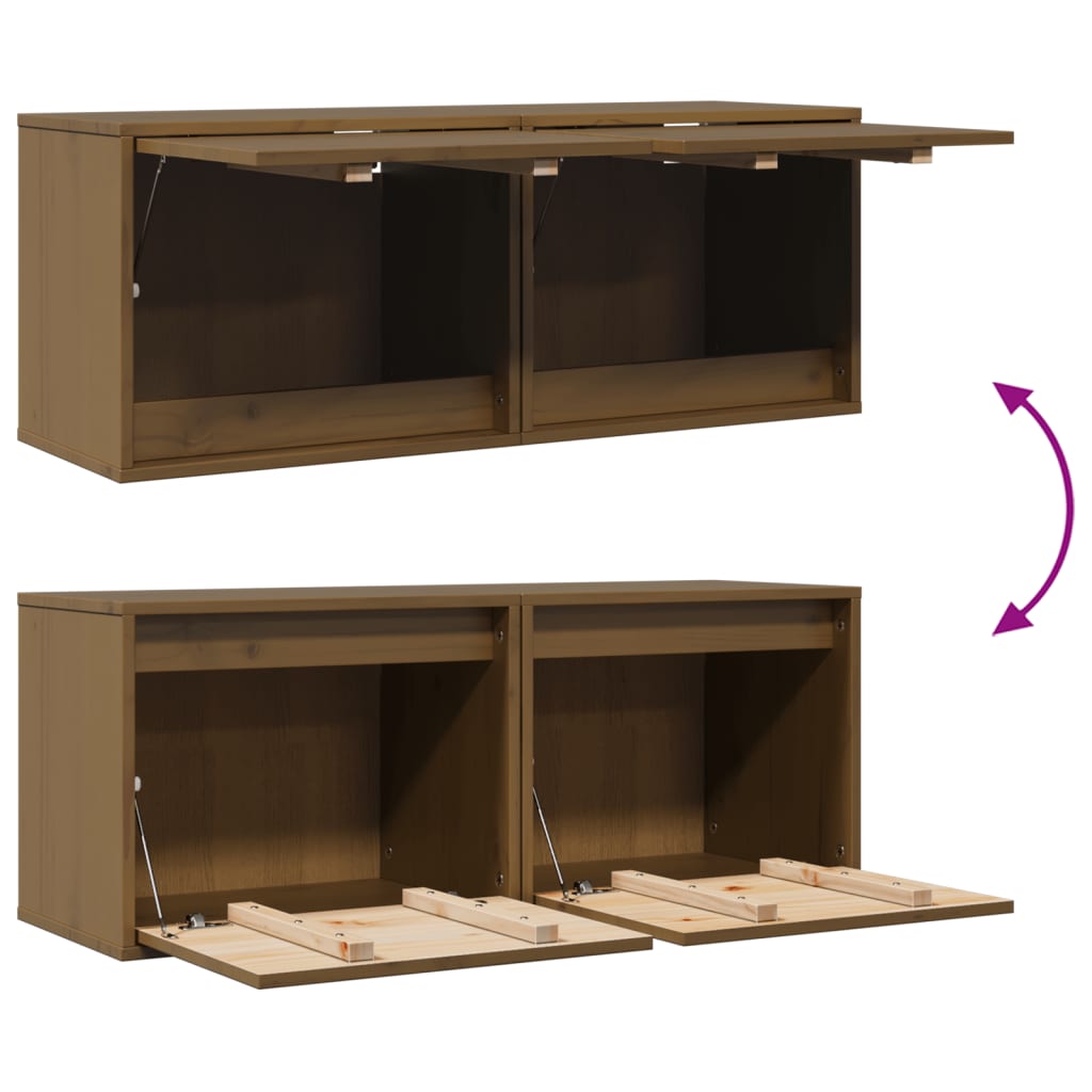 Wall Cabinets 2 Pcs 45X30X35 Cm Solid Pinewood