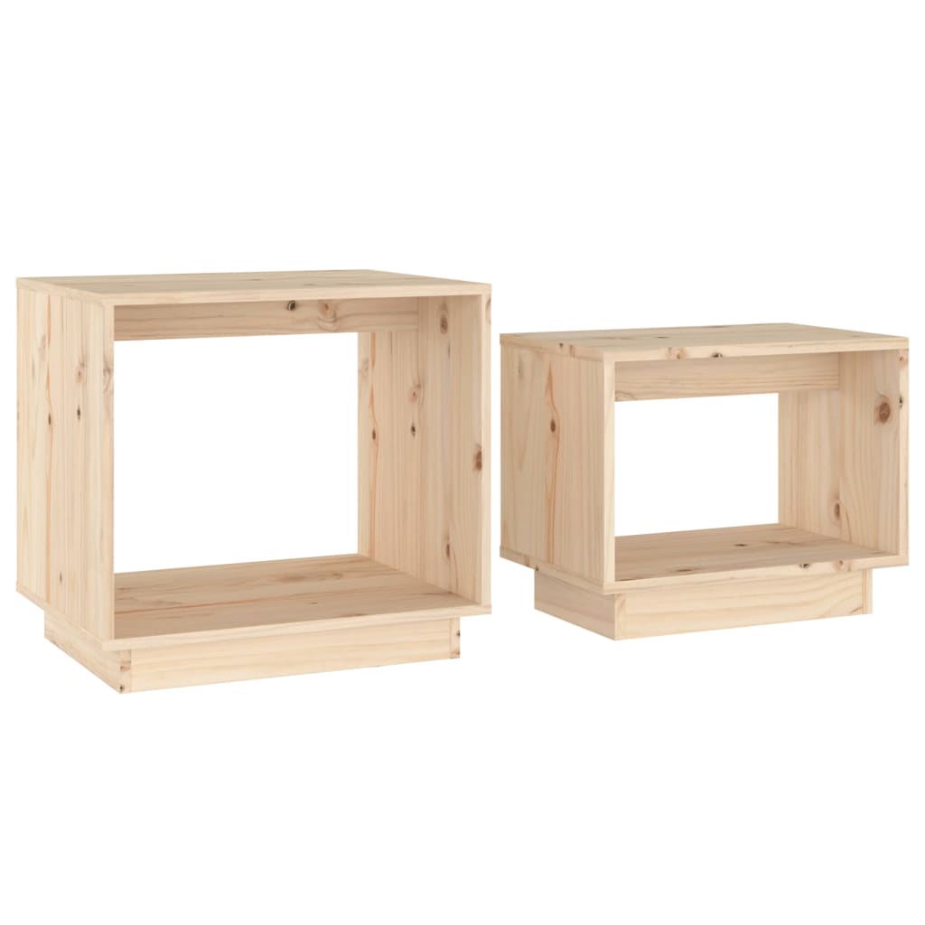 Nesting Coffee Tables 2 Pcs Solid Wood Pine