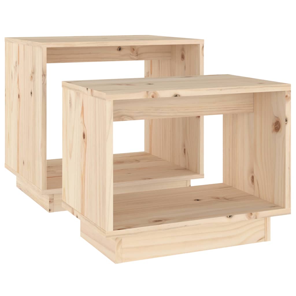 Nesting Coffee Tables 2 Pcs Solid Wood Pine