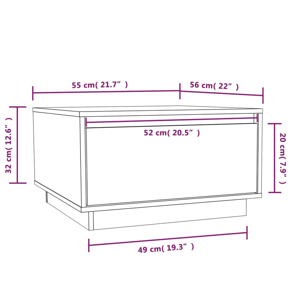 Coffee Table 55X56X32 Cm Solid Wood Pine