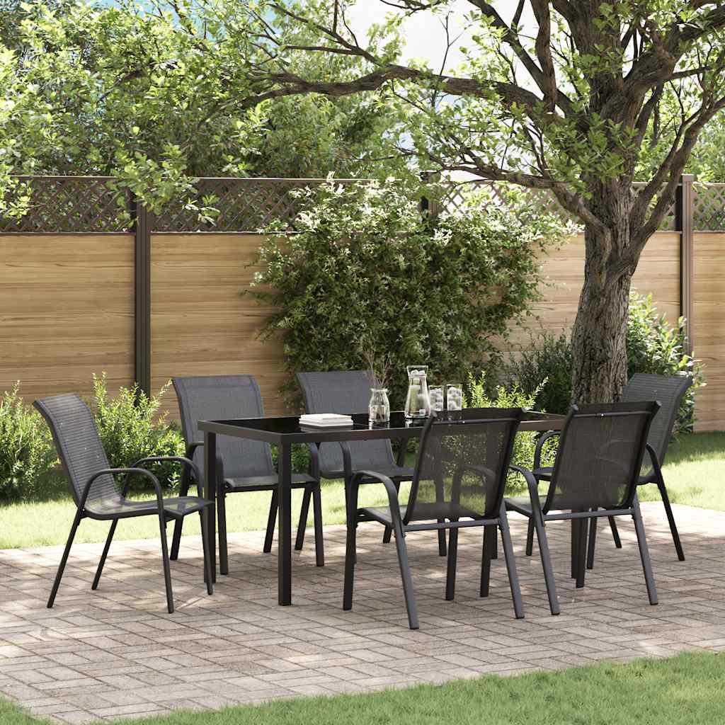 Stackable Garden Chairs 6 Pcs Textilene Fabric