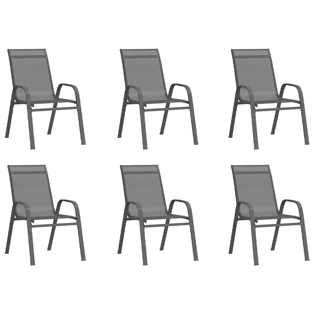 Stackable Garden Chairs 6 Pcs Textilene Fabric