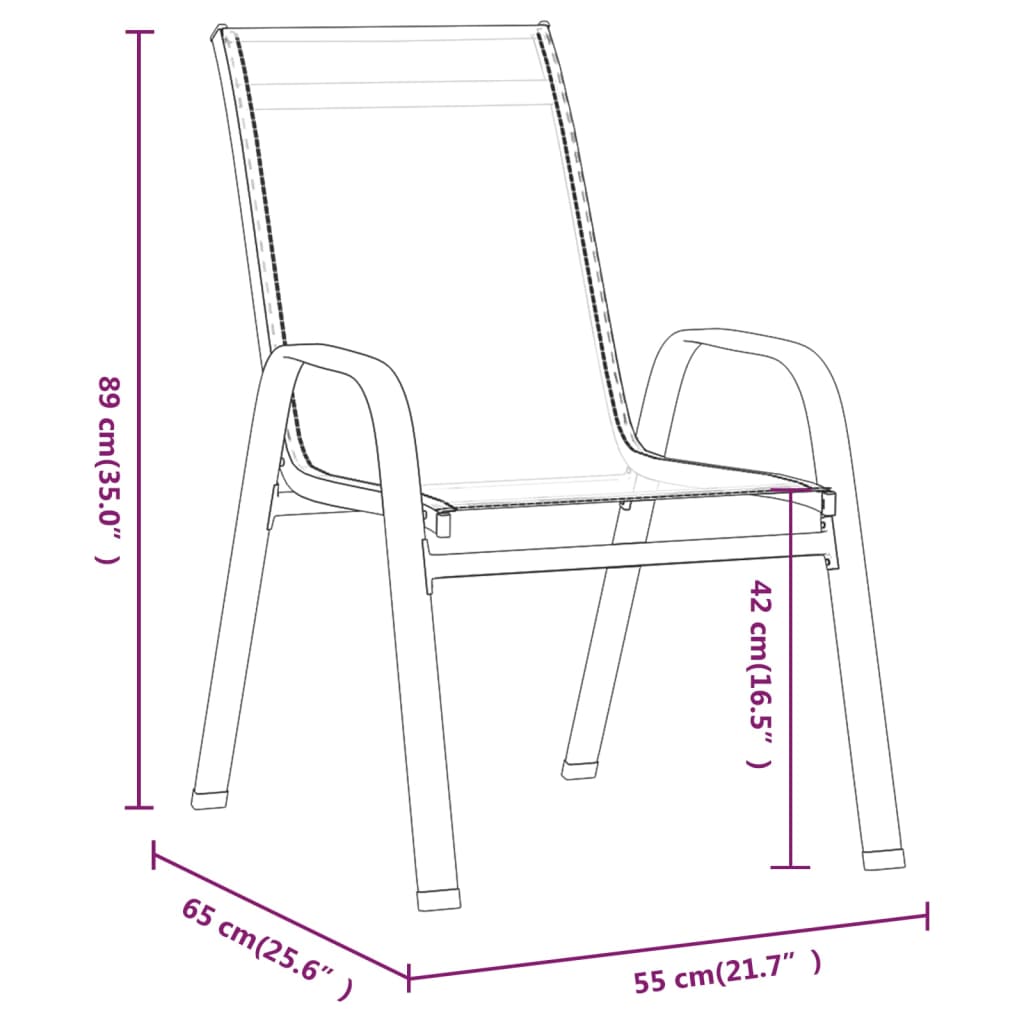 Stackable Garden Chairs 6 Pcs Textilene Fabric