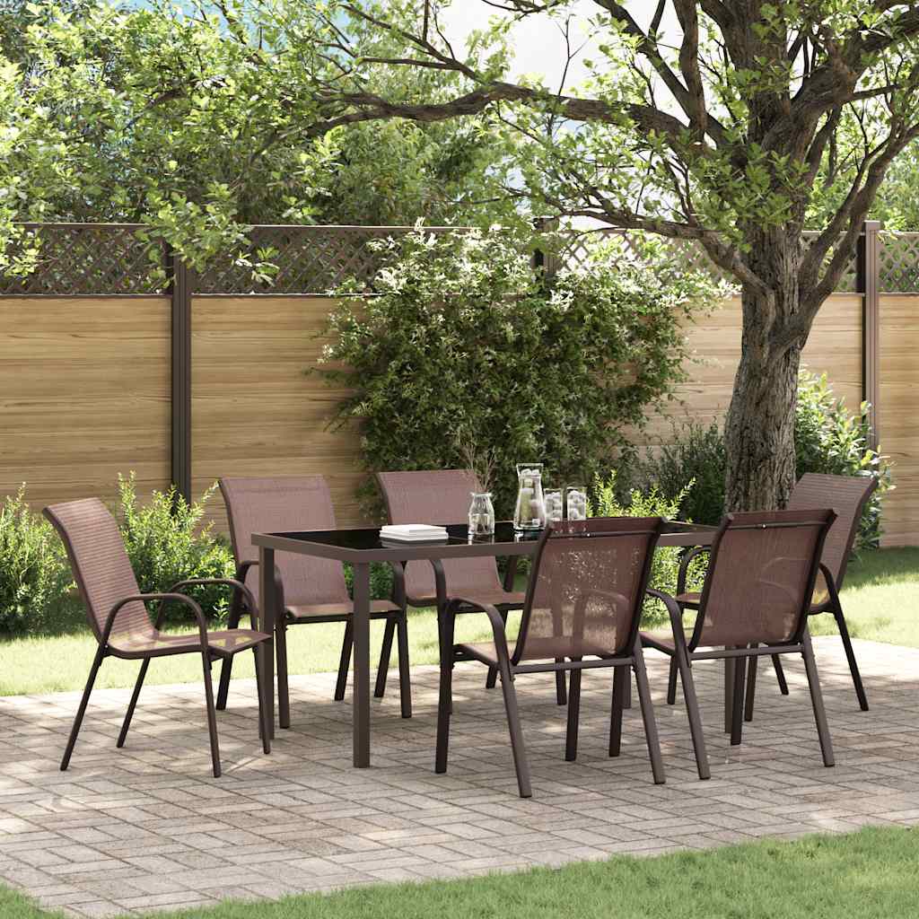 Stackable Garden Chairs 6 Pcs Textilene Fabric