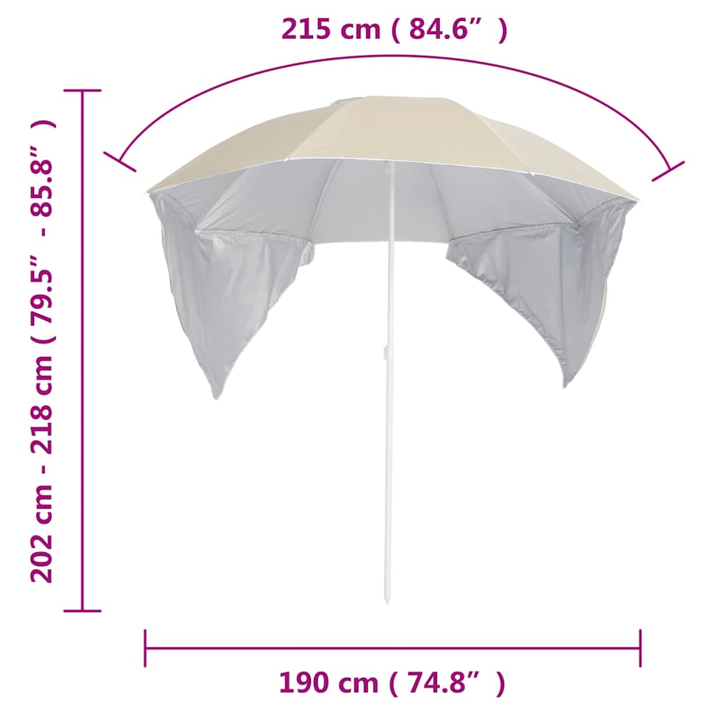 Garden Parasol Beach Side Walls 215 Cm sand blue anthracite green