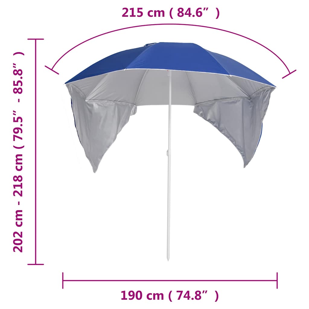 Garden Parasol Beach Side Walls 215 Cm Sand Blue Anthracite Green Yellow 190 X 2