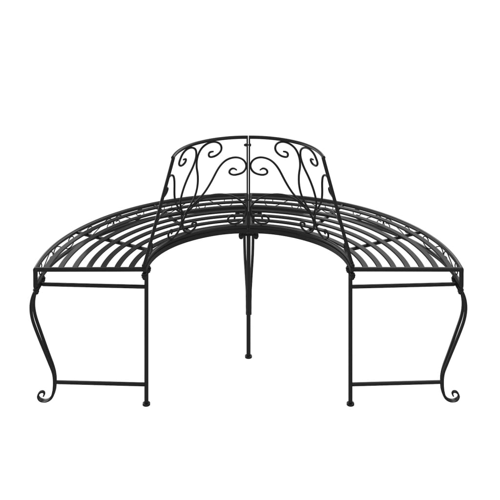 Half Round Tree Bench 2 Pcs Ø160 Cm Black Steel