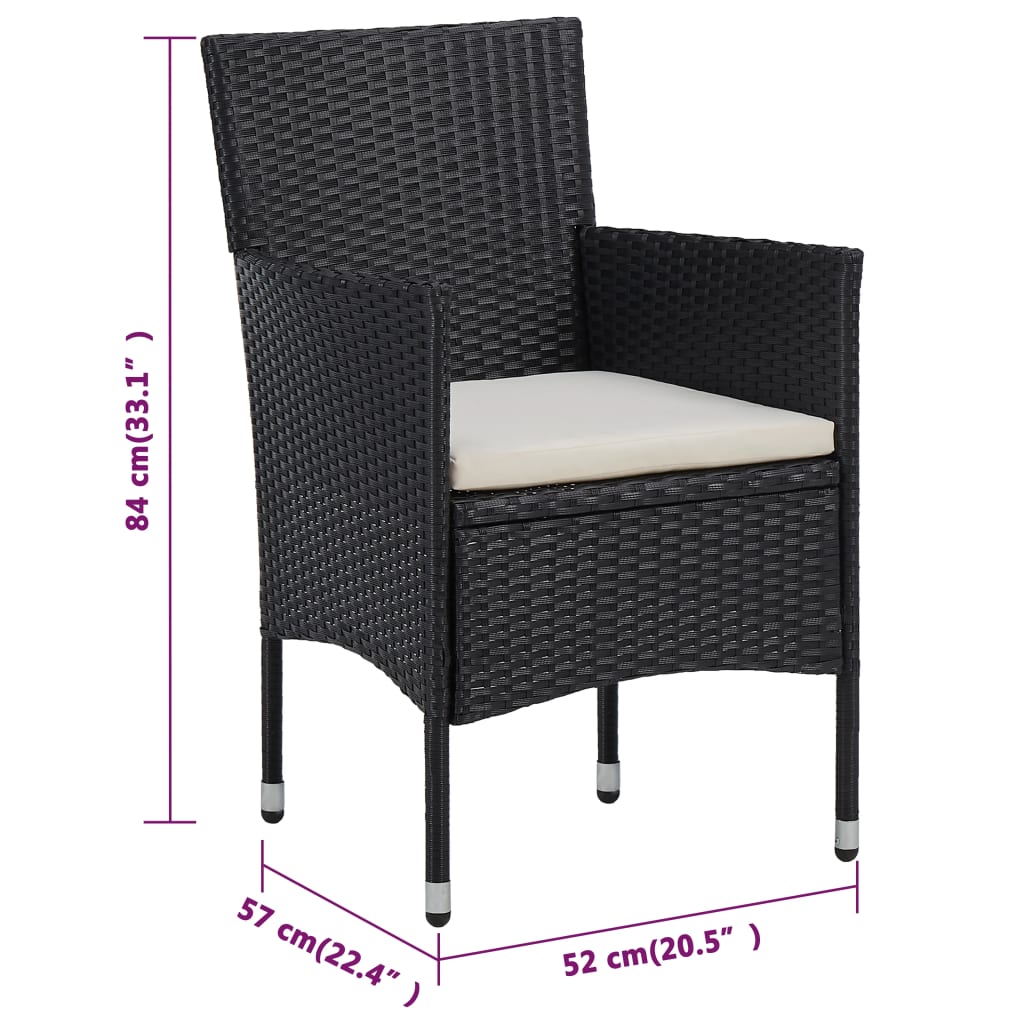 3 Piece Garden Dining Set With Cushions