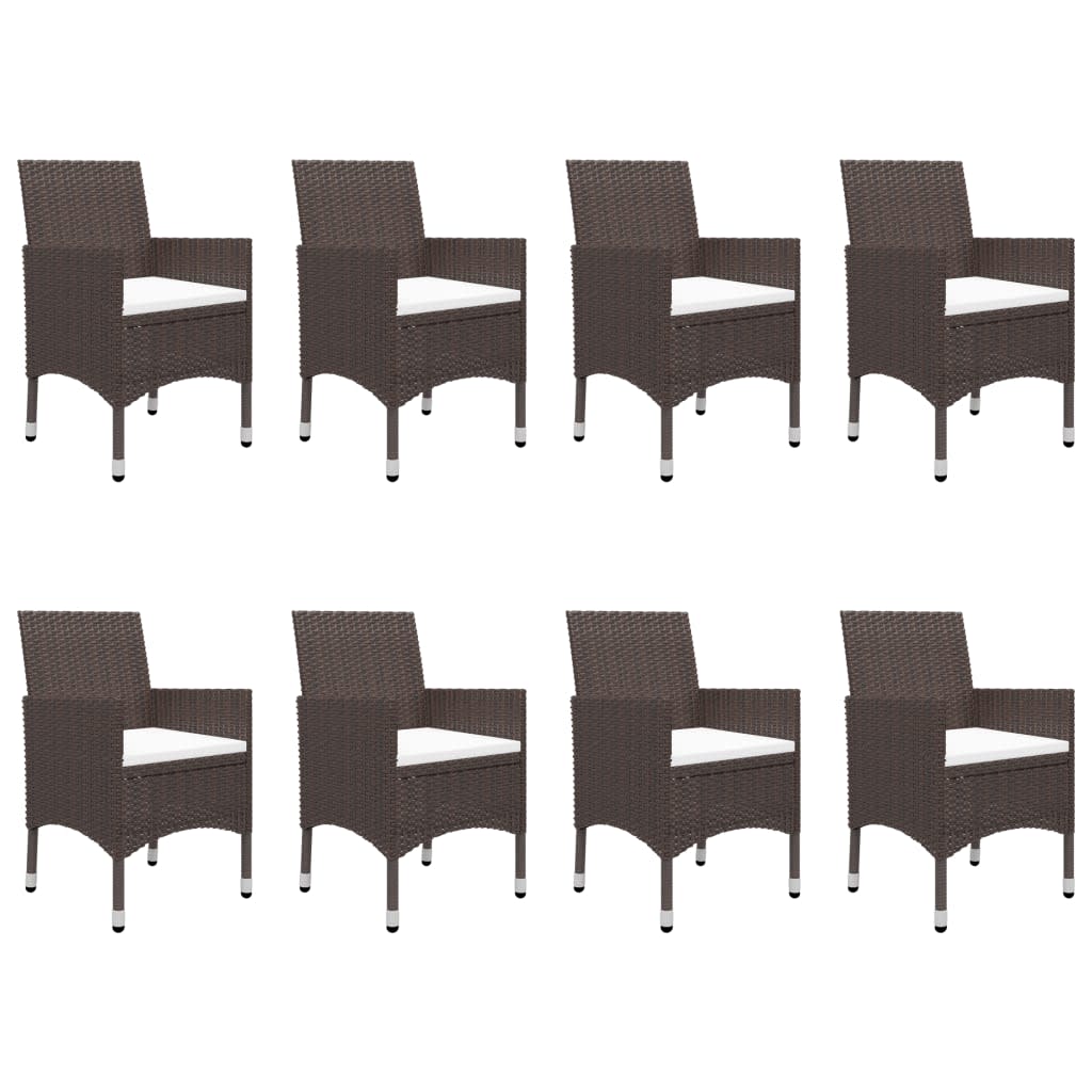 9 Piece Garden Dining Set Poly Rattan And Tempered Glass