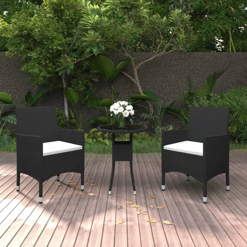 5 Piece Garden Bistro Set Poly Rattan And Tempered Glass