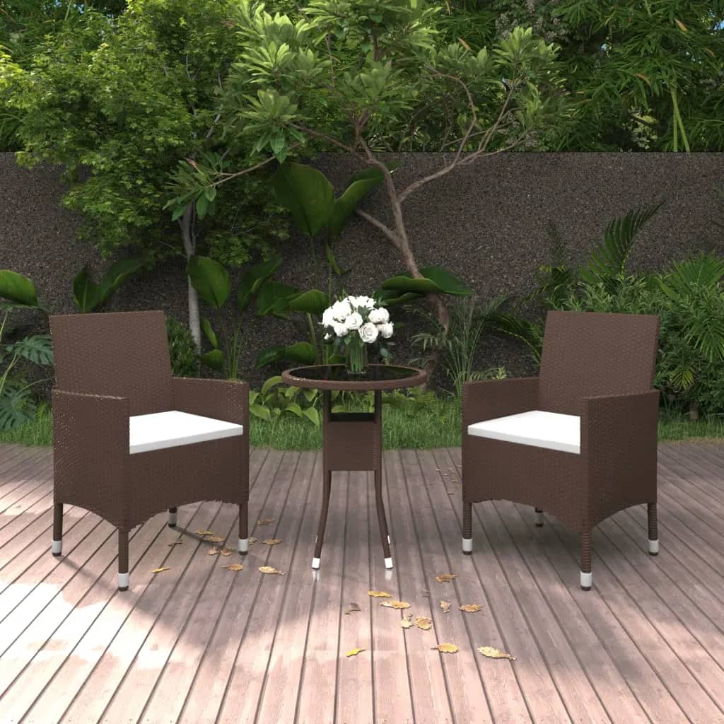 5 Piece Garden Bistro Set Poly Rattan And Tempered Glass