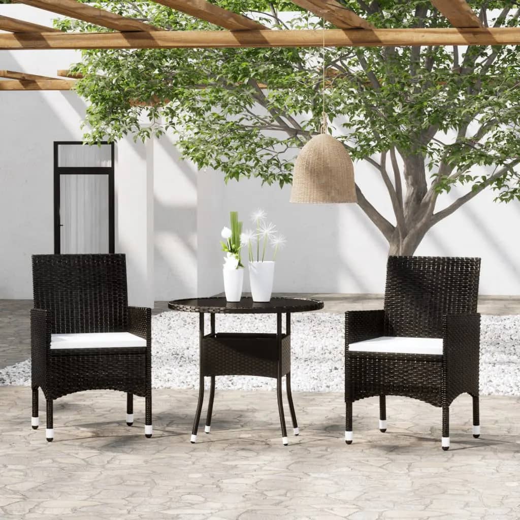 5 Piece Garden Bistro Set Poly Rattan And Tempered Glass