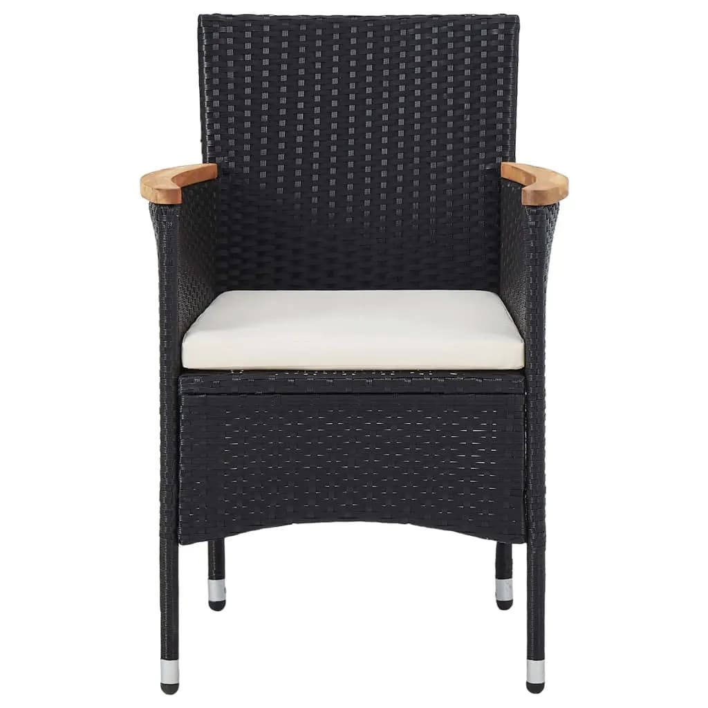 5 Piece Garden Bistro Set Poly Rattan And Tempered Glass