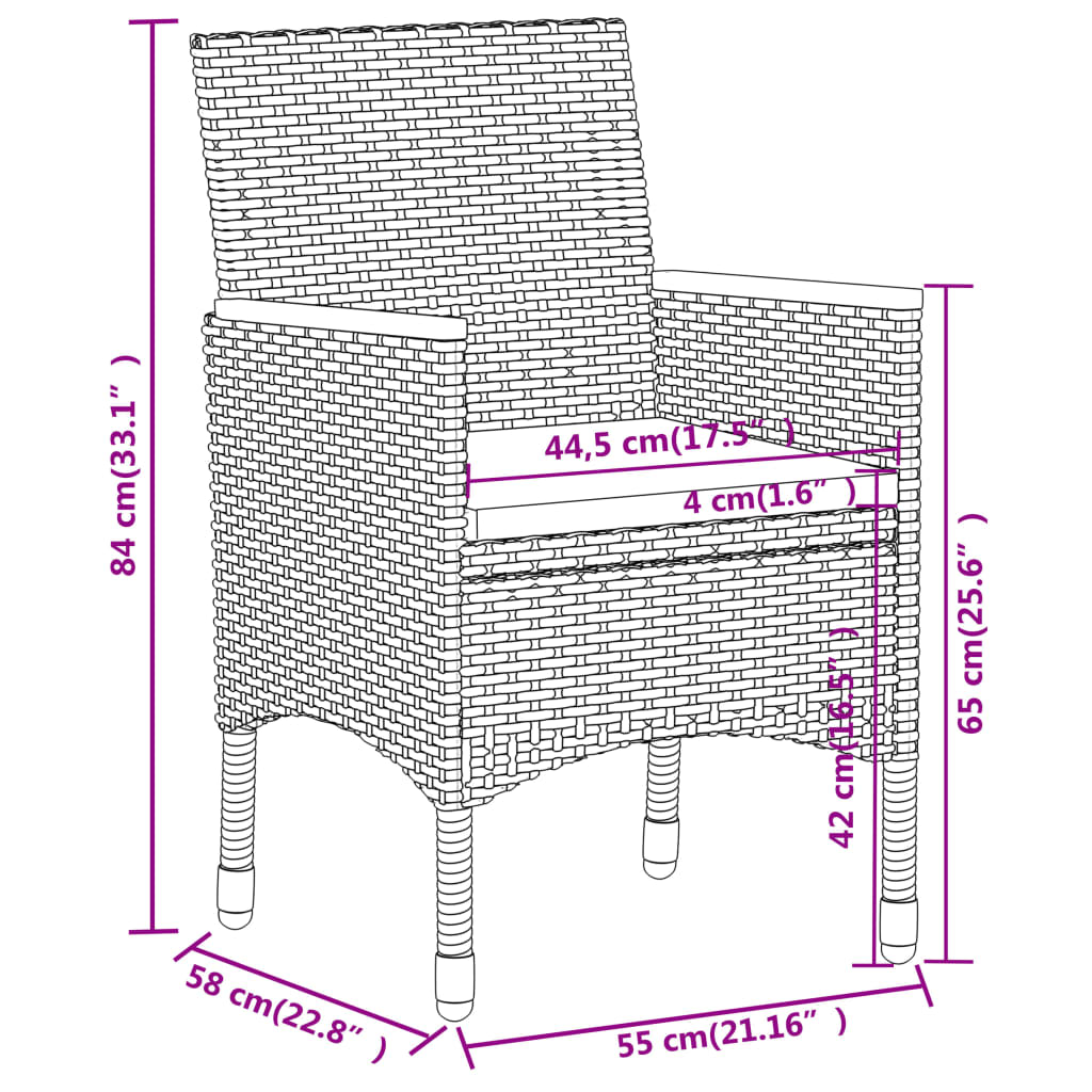 5 Piece Garden Bistro Set Poly Rattan And Tempered Glass