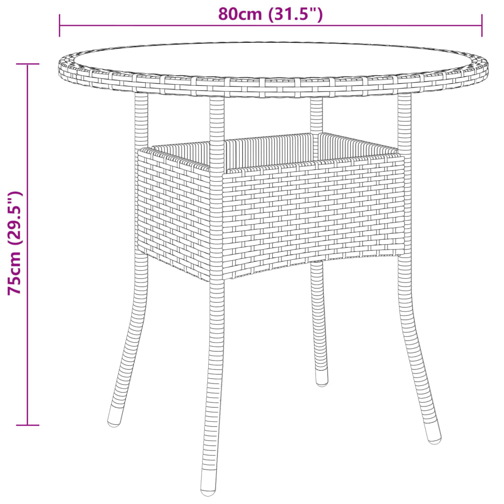 5 Piece Garden Bistro Set Poly Rattan And Tempered Glass