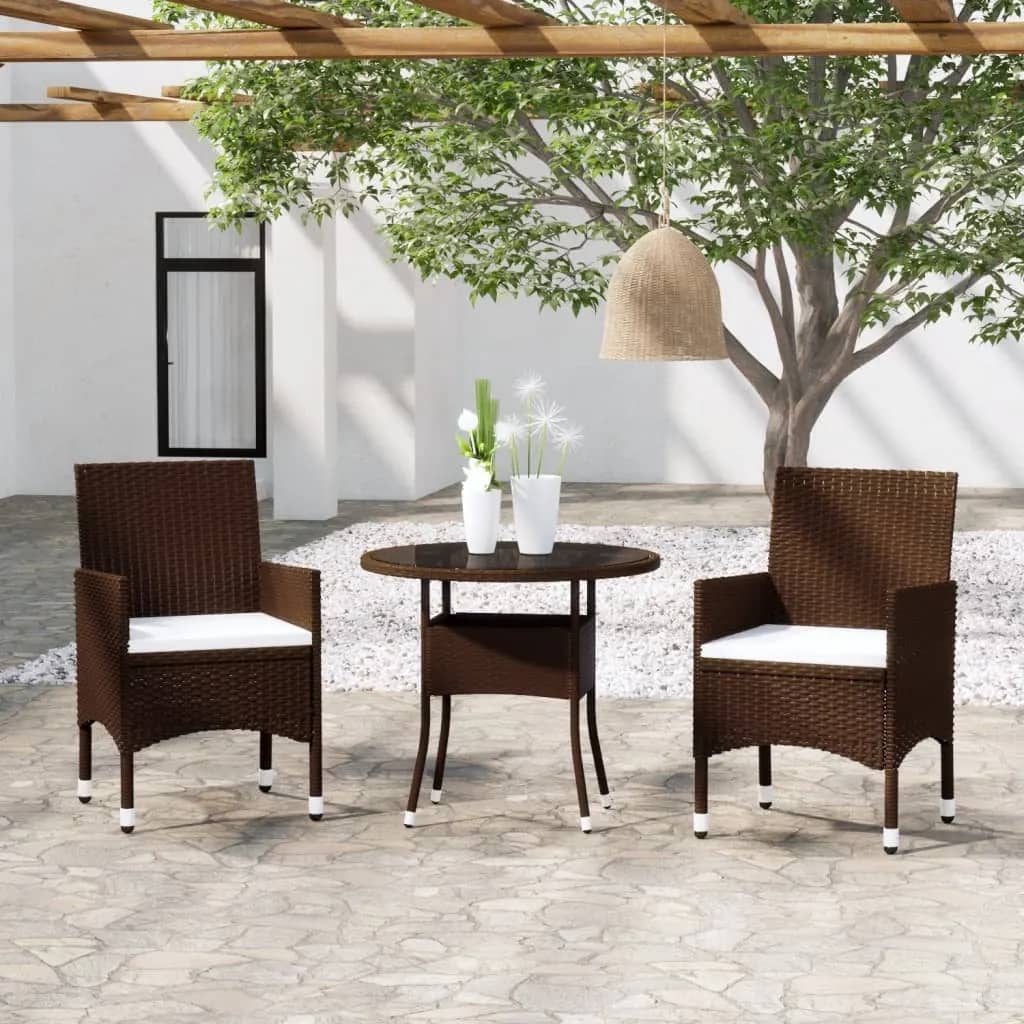 5 Piece Garden Bistro Set Poly Rattan And Tempered Glass