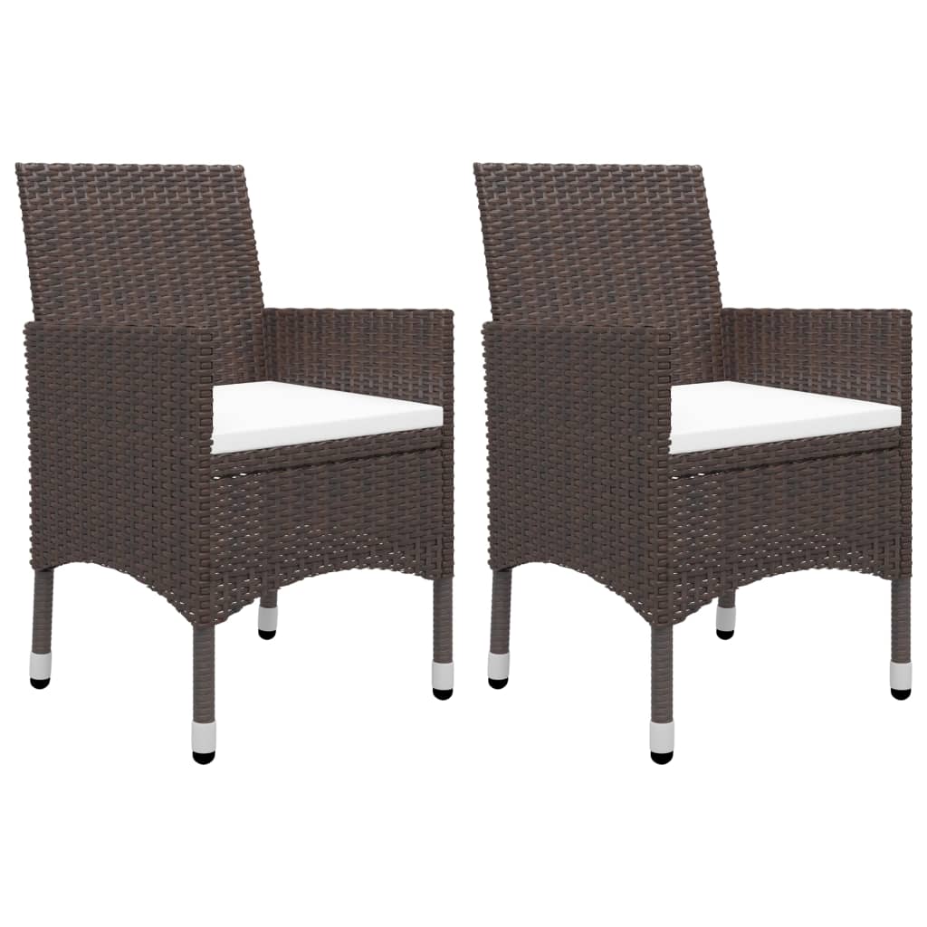 3 Piece Garden Dining Set Poly Rattan And Tempered Glass