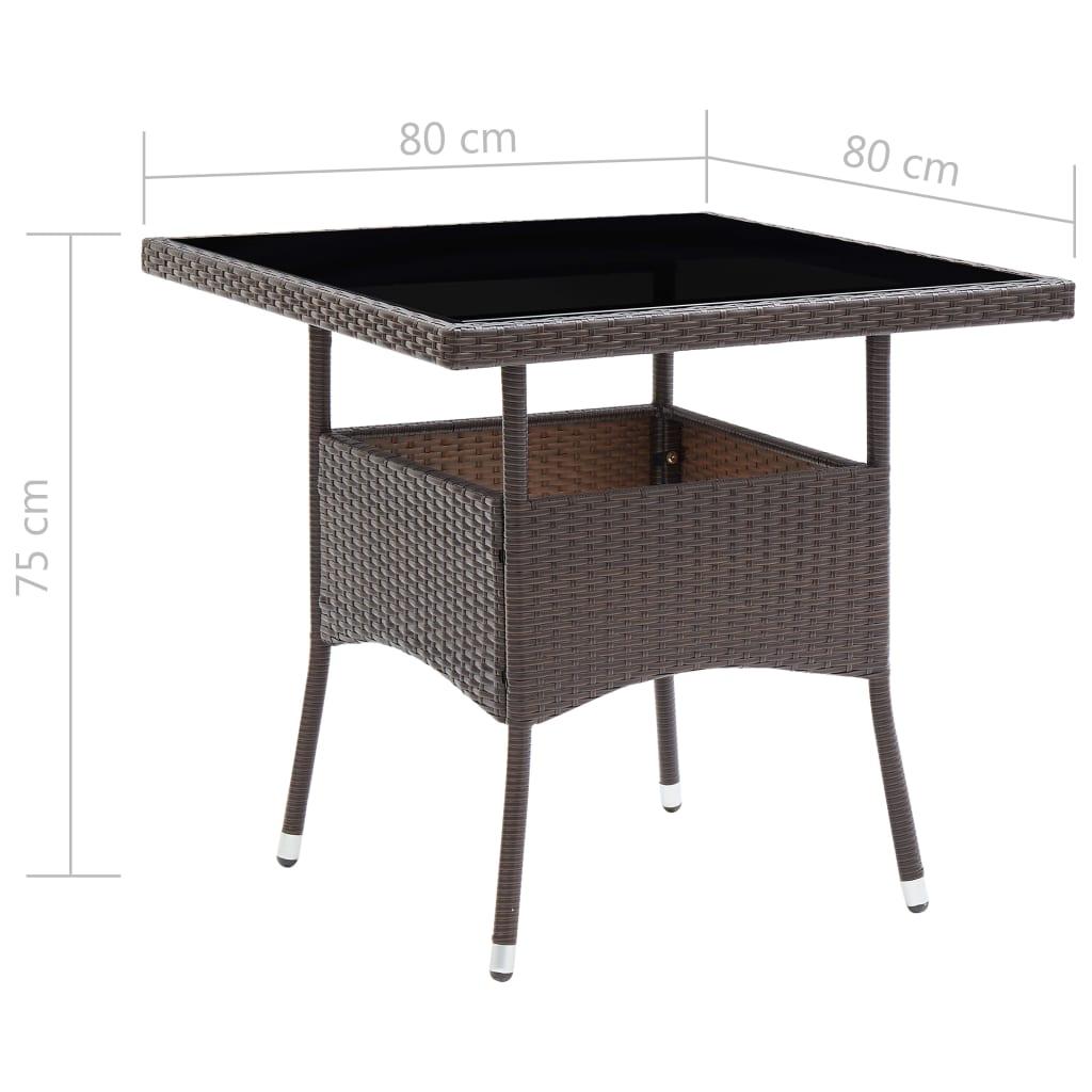 3 Piece Garden Dining Set Poly Rattan And Tempered Glass