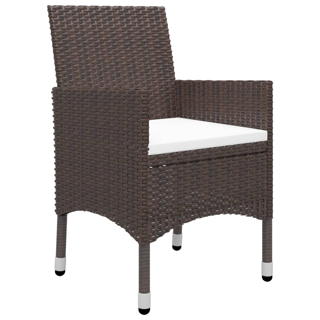 3 Piece Garden Dining Set Poly Rattan And Tempered Glass