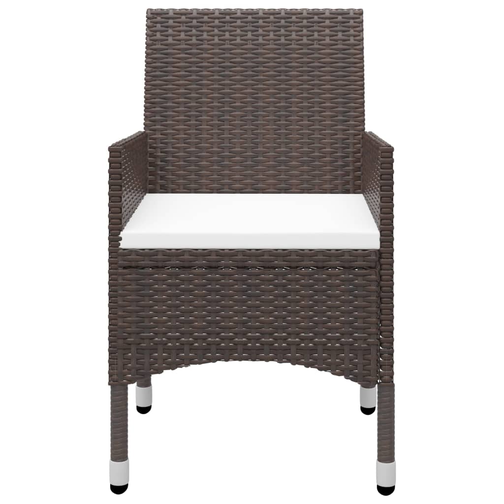 3 Piece Garden Dining Set Poly Rattan And Tempered Glass