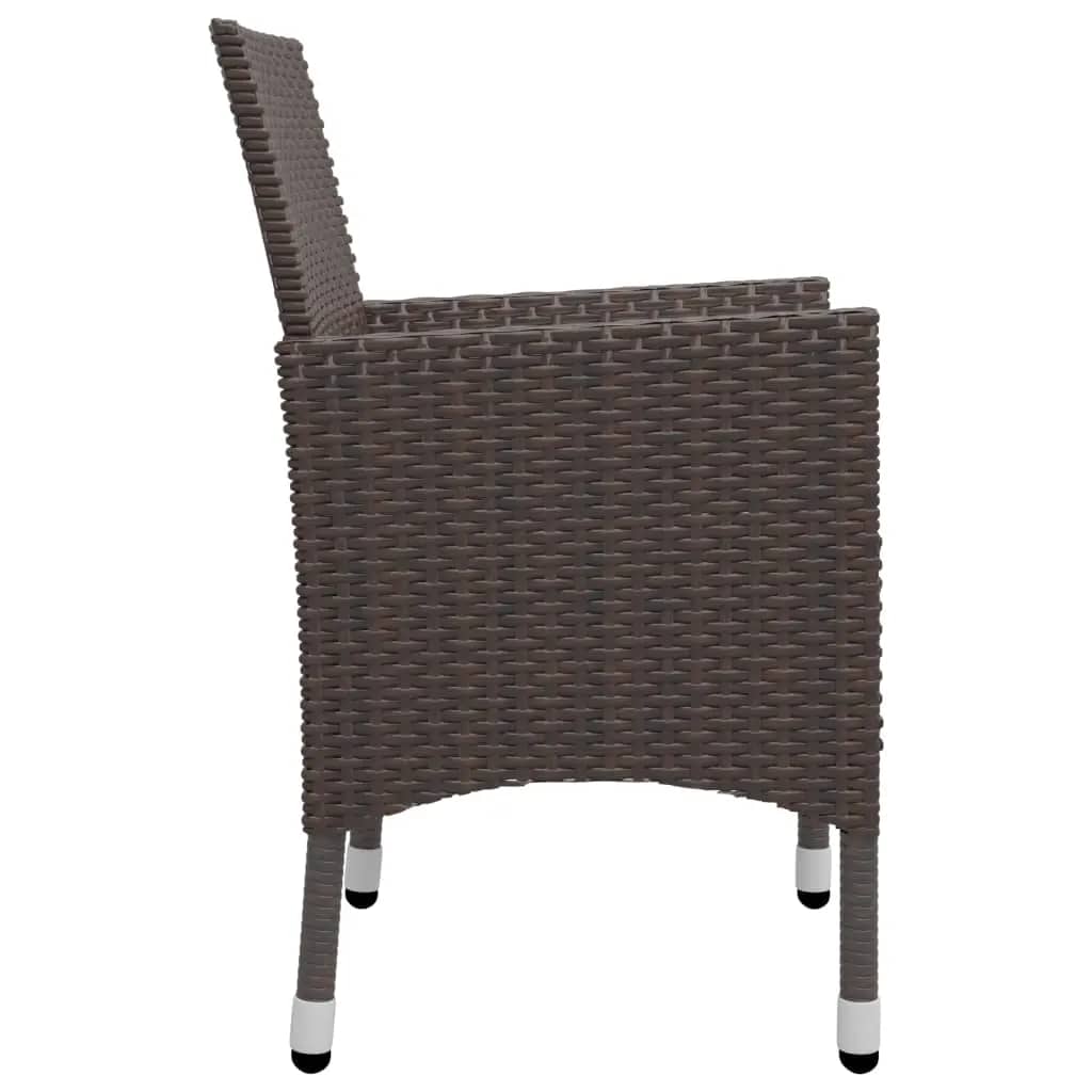 3 Piece Garden Dining Set Poly Rattan And Tempered Glass