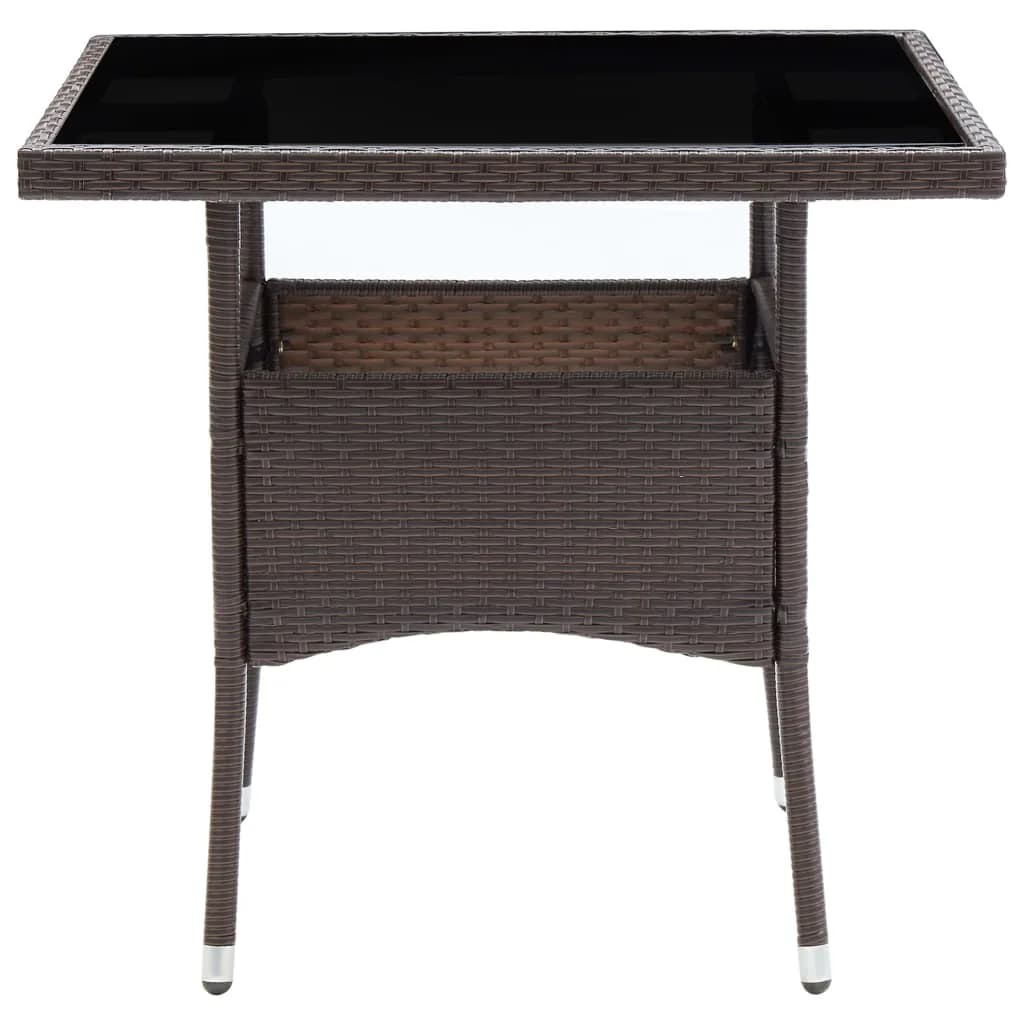 3 Piece Garden Dining Set Poly Rattan And Tempered Glass